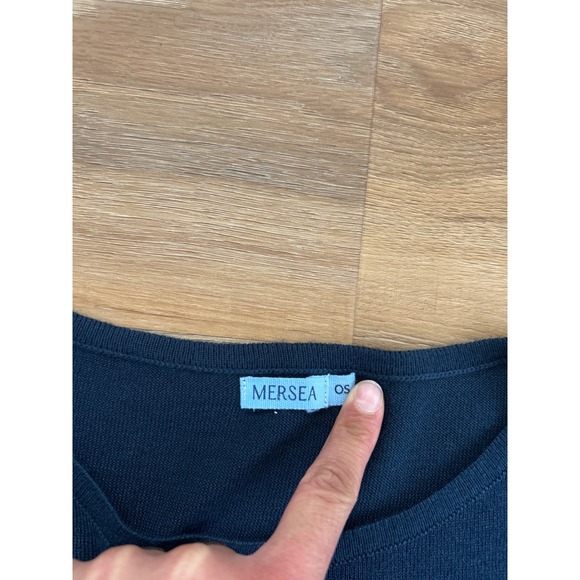 Mersea amour Sweater Navy Blue Heart Elbow Patches Oversized Lagenlook OS - Picture 4 of 8